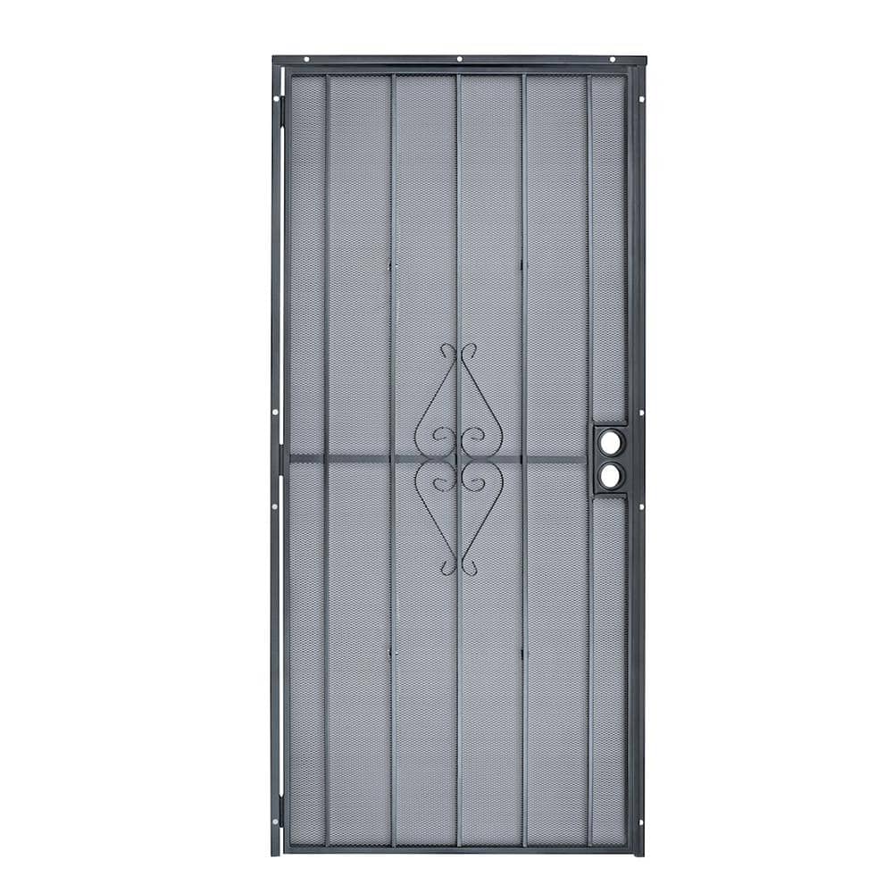 Grisham 36 in. x 80 in. 808 Series Protector Black Surface Mount Steel Security Door with Expanded Steel Screen