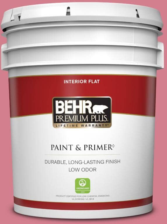 BEHR PREMIUM PLUS 5 gal. #P140-4 I Pink I Can Flat Low Odor Interior Paint & Primer