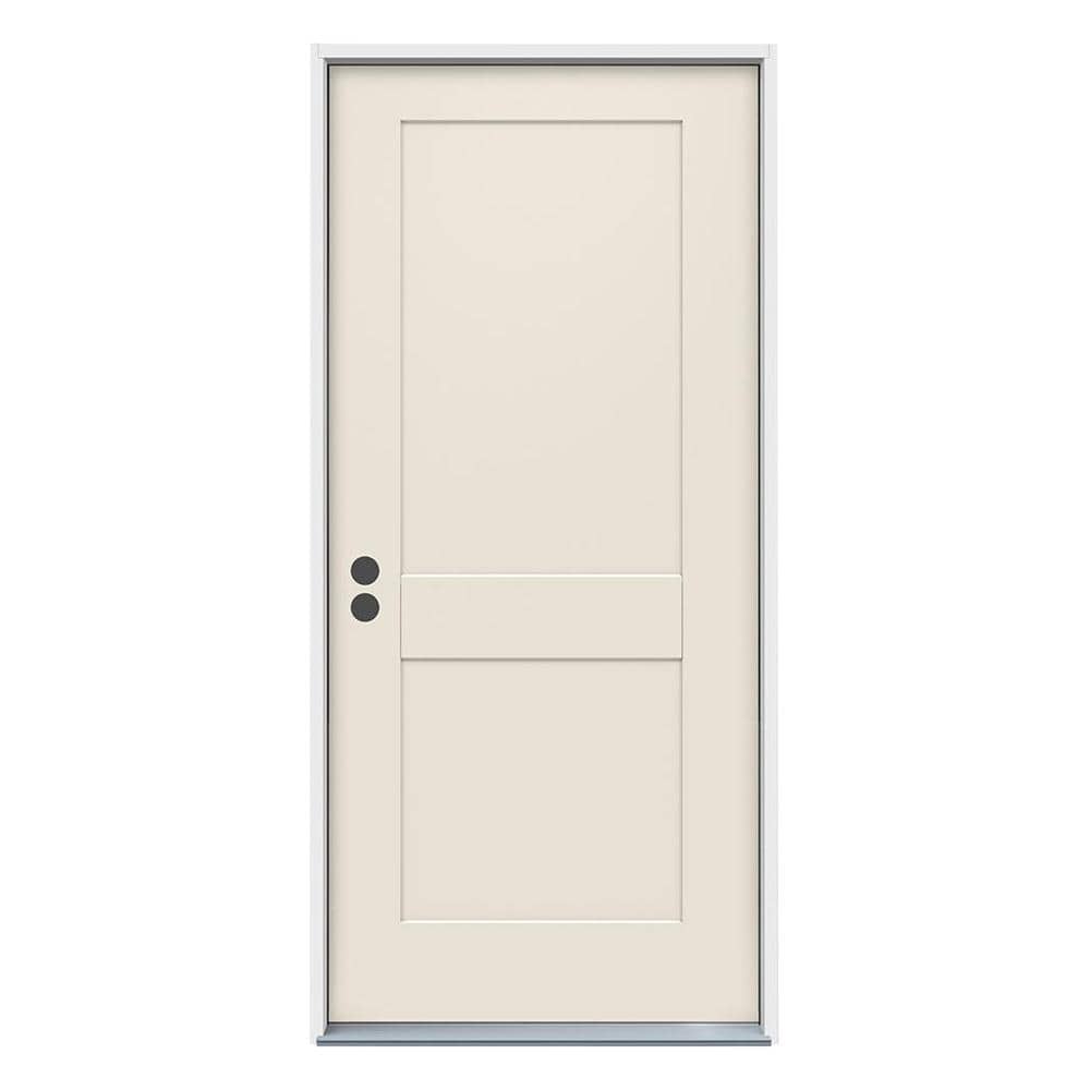 JELD-WEN 36 in. x 80 in. 2-Panel Craftsman Primed Steel Prehung Right-Hand Inswing Front Door
