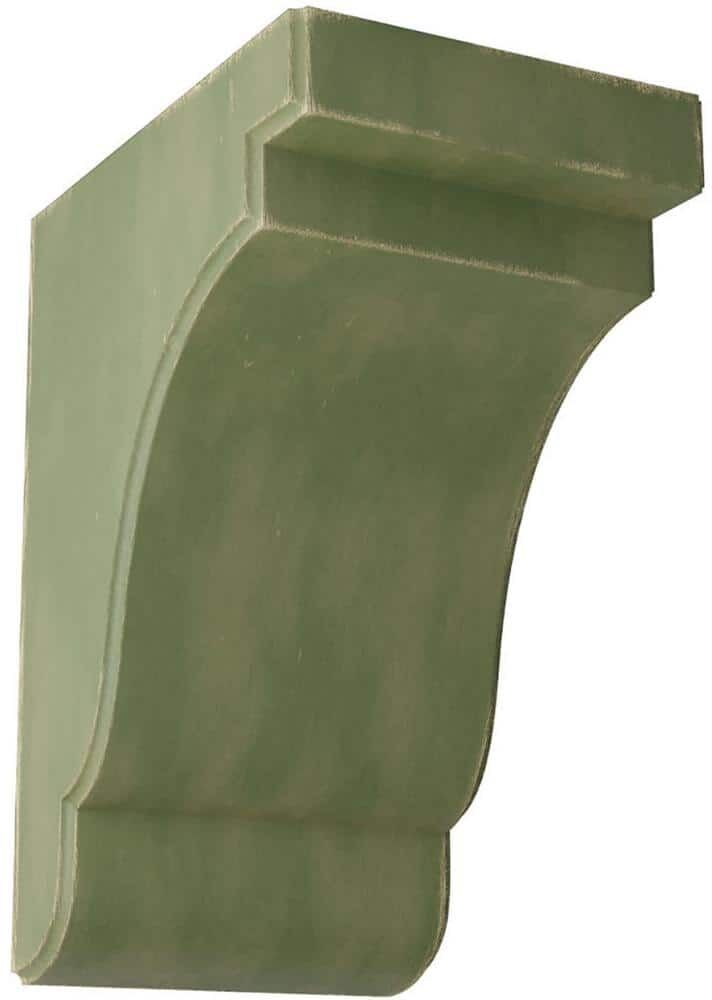 Ekena Millwork 5-1/4 in. x 9-1/2 in. x 7-1/4 in. Restoration Green Bedford Wood Vintage Decor Bracket