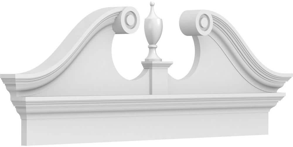 Ekena Millwork 2-3/4 in. x 46 in. x 18-3/8 in. Rams Head Architectural Grade PVC Combination Pediment Moulding