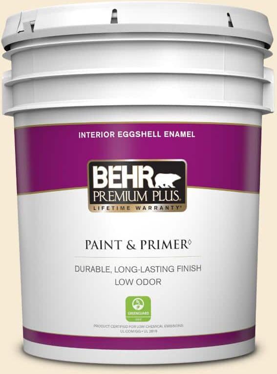 BEHR PREMIUM PLUS 5 gal. Home Decorators Collection #HDC-CT-02 Garden Rose White Eggshell Enamel Low Odor Interior Paint & Primer