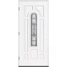 Masonite Providence 36 in. x 80 in. 7 Panel Right-Hand Inswing 1/4 Lite Center Arch Primed White Steel Prehung Front Door