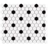 Merola Tile Madison 1 in. Hex Matte Cool White with Black Dot 10-1/4 in. x 11-7/8 in. Porcelain Mosaic Tile (8.6 sq. ft./Case)