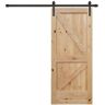 Pacific Entries 36 in. x 84 in. Rustic Unfinished 2-Panel Right Knotty Alder Wood Sliding Barn Door with Bronze Hardware kit