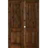 Krosswood Doors Rustic Knotty Alder 56 in. x 96 in. 2-Panel Right-Handed Provincial Stain Square Top Wood Double Prehung Interior Door