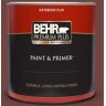 BEHR PREMIUM PLUS 1 qt. #ICC-82 Library Red Flat Exterior Paint & Primer