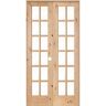 Krosswood Doors 48 in. x 96 in. Rustic Knotty Alder 12-Lite Left Handed Solid Core Wood Double Prehung Interior Door