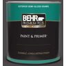 BEHR PREMIUM PLUS 1 qt. #N530-7 Private Black Semi-Gloss Enamel Exterior Paint & Primer