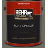 BEHR PREMIUM PLUS 1 gal. #N370-6 Gladiator Gray Flat Exterior Paint & Primer