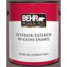 BEHR PREMIUM PLUS 1 gal. #N140-6 Wright Brown Hi-Gloss Enamel Interior/Exterior Paint