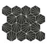 sunwings Art Deco Black Hexagon 12x10.6in. Recycled Glass Matte Patterned Mosaic Floor and Wall Tile (8.9 sq. Ft./Box)