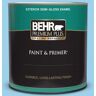 BEHR PREMIUM PLUS 1 qt. #P500-3 Spa Blue Semi-Gloss Enamel Exterior Paint & Primer