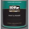 BEHR PREMIUM PLUS 1 qt. #QE-61 Rich Pewter Semi-Gloss Enamel Exterior Paint & Primer