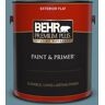 BEHR PREMIUM PLUS 1 gal. #BIC-22 Relaxed Blue Flat Exterior Paint & Primer