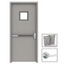 LIF Industries, Inc 36 in. x 84 in. Gray Flush Exit with 10x10 VL Left-Hand Fireproof Steel Prehung Commercial Door with Welded Frame