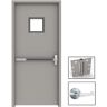 LIF Industries, Inc 36 in. x 80 in. Gray Flush Exit with 10x10 VL Left-Hand Fireproof Steel Prehung Commercial Door with Welded Frame