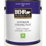 BEHR PREMIUM PLUS 1 gal. #HDC-NT-10G Wedding Cake White Ceiling Flat Interior Paint