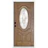 MP Doors 36 in. x 80 in. Medium Oak Right-Hand Inswing 3/4 Oval-Lite Andaman with Brass Stained Fiberglass Prehung Front Door