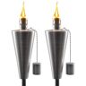 Sorbus Stainless Steel Outdoor Torches 5 ft. Oil Lamp for Citronella Fiberglass Wick & Snuffer Cap Cone (Set of 2)