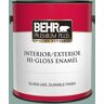 BEHR PREMIUM PLUS 1 gal. #S430-4 Green Meets Blue Hi-Gloss Enamel Interior/Exterior Paint