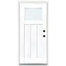 MP Doors 36 in. x 80 in. Smooth White Left-Hand Inswing LowE Classic Craftsman Finished Fiberglass Prehung Front Door