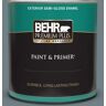 BEHR PREMIUM PLUS 1 qt. #BXC-48 Courtyard Blue Semi-Gloss Enamel Exterior Paint & Primer