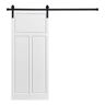 AIOPOP HOME Modern 3-Panel Designed 96 in. x 30 in. MDF Panel White Painted Sliding Barn Door with Hardware Kit