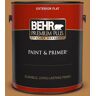 BEHR PREMIUM PLUS 1 gal. #PMD-106 Caramel Sauce Flat Exterior Paint & Primer