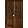 Krosswood Doors 56 in. x 96 in. Rustic Knotty Alder 2-Panel Square Top Left-Handed Provincial Stain Wood Prehung Interior Double Door
