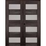 Belldinni Della 56 in. x 80 in. Right Handed Active 4-Lite Frosted Glass Gray Oak Wood Composite Double Prehung French Door