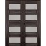 Belldinni Della 64 in. x 80 in. Right Handed Active 4-Lite Frosted Glass Gray Oak Wood Composite Double Prehung French Door