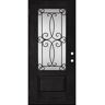 Steves & Sons Regency 36 in. x 96 in. 3/4Lite Georgian Decorative Glass RHOS Onyx Mahogany Fiberglass Prehung Front Door