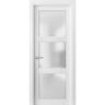 Sartodoors 2552 42 in. x 84 in. Universal Handling 3-Lite Frosted Glass Solid White Finished Pine Wood Single Prehung French Door