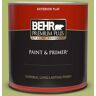 BEHR PREMIUM PLUS 1 qt. #410D-4 Asparagus Flat Exterior Paint & Primer