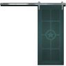 VeryCustom 42 in. x 84 in. The Trailblazer Caribbean Wood Sliding Barn Door with Hardware Kit in Stainless Steel