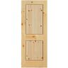 Masonite 36 in. x 84 in. Knotty Pine Veneer 2 Panel Plank Solid Wood Interior Barn Door Slab