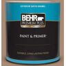 BEHR PREMIUM PLUS 1 qt. #N240-5 Rodeo Tan Satin Enamel Exterior Paint & Primer