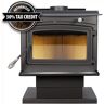 Pleasant Hearth 2,500 sq. ft. Pedestal Wood Burning Stove with Stainless Steel Ash Lip