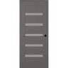 Belldinni Leora DIY-Friendly 28 in. x 84 in. Left-Hand 6-Lite Frosted Glass Gray Matte Composite Single Prehung Interior Door