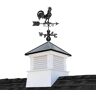 Good Directions Manchester 26in.x 26in. Square x 75in. High Vinyl Cupola with Black Aluminum Roof and Black Aluminum Rooster Weathervane