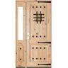 Krosswood Doors 56 in. x 96 in. Mediterranean Alder Sq Clear Low-E Unfinished Wood Right-Hand Prehung Front Door/Left Half Sidelite