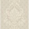 CASA MIA Striped Damask Beige and Off-White paper Strippable Wallpaper Roll (Cover 56.05 sq. ft.)