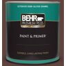 BEHR PREMIUM PLUS 1 qt. #MQ1-54 Death By Chocolate Semi-Gloss Enamel Exterior Paint & Primer