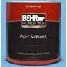 BEHR PREMIUM PLUS 1 qt. #550B-4 Costa Rica Blue Flat Exterior Paint & Primer