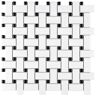 Merola Tile Metro Basketweave White with Black Dot 11-3/4 in. x 11-3/4 in. Porcelain Mosaic Tile (9.8 sq. ft./Case)
