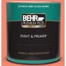 BEHR PREMIUM PLUS 1 qt. 190B-5 Juicy Passionfruit Semi-Gloss Enamel Exterior Paint & Primer