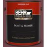 BEHR PREMIUM PLUS 1 gal. #PPU1-14 Formal Maroon Flat Exterior Paint & Primer