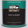 BEHR PREMIUM PLUS 1 qt. #620E-2 Naturally Calm Semi-Gloss Enamel Exterior Paint & Primer