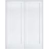 Krosswood Doors 56 in. x 80 in. Craftsman Shaker 1-Panel Both Active MDF Solid Core Primed Wood Double Prehung Interior French Door